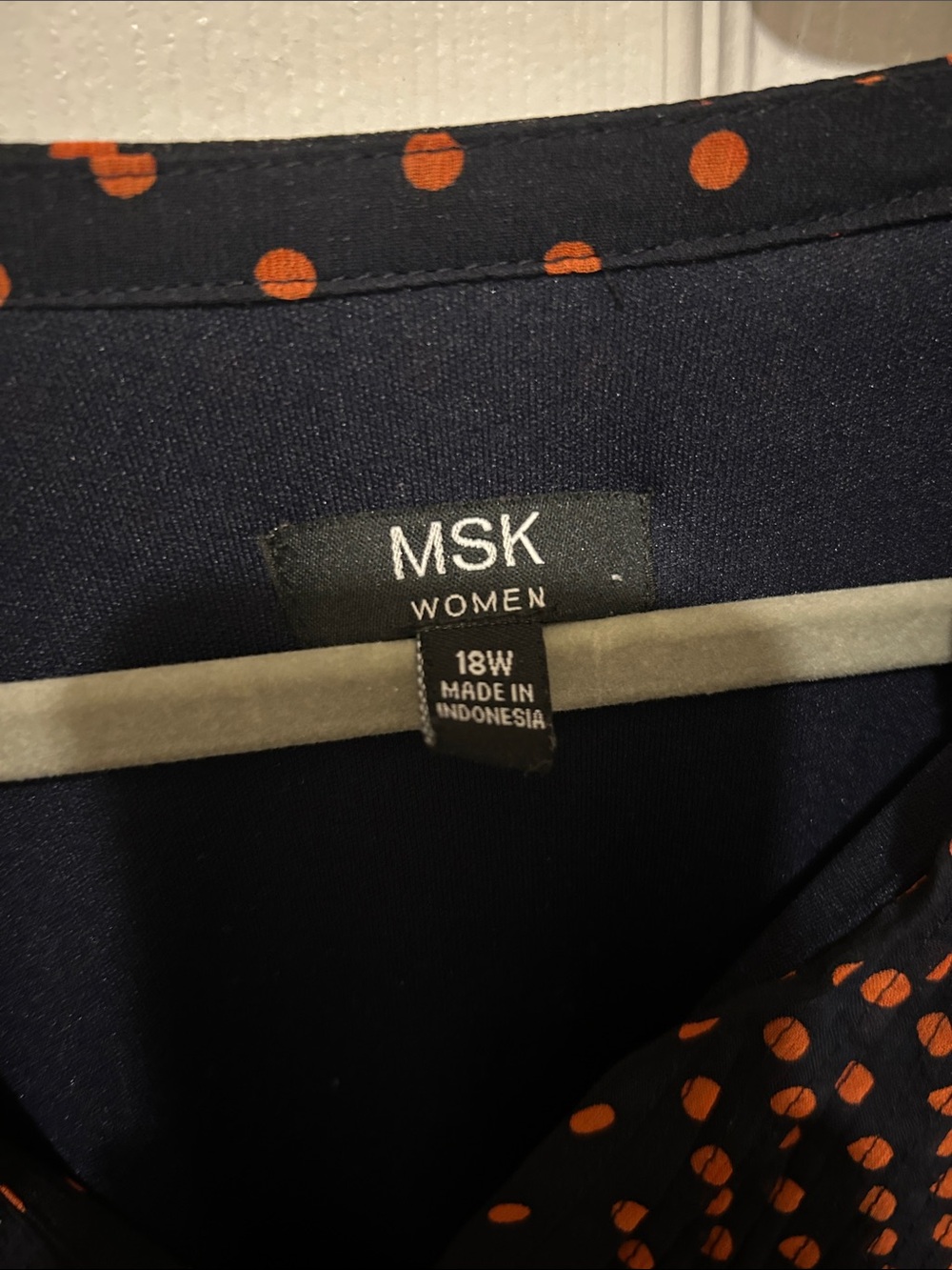MSK Navy Blue Midi Dress with Orange Polka Dots - Picture 2 of 10